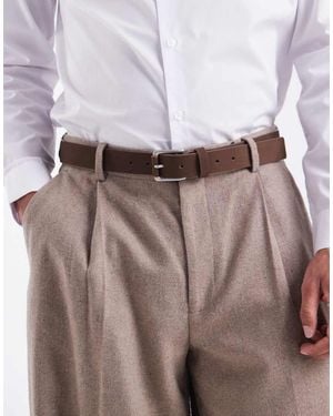 ASOS Premium Nubuck Smart Belt With Wrapped End Silver Buckle - Purple