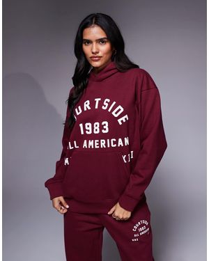 Courtside Oversized Pullover Hoodie - Red