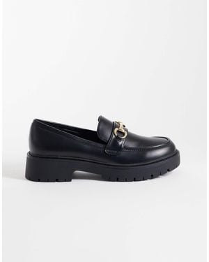 London Rebel peggy Metal Trim Chunky Loafers - Black