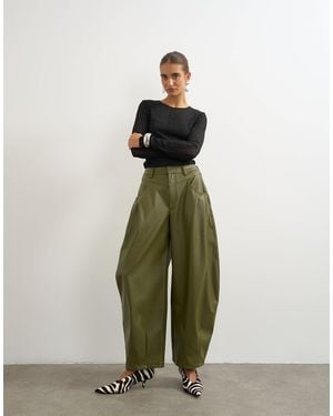 TOPSHOP Barrel-leg-hose aus kunstleder mit passe - Grün