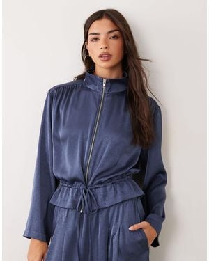 ASOS Satin Zip Jacket - Blue