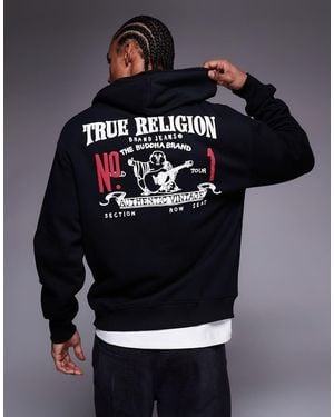TRUE RELIGION Zip Through Logo Hoodie With Print - Blue