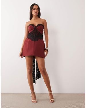 ASOS Structu Bandeau Lace Tie Detail Mini Dress - Pink