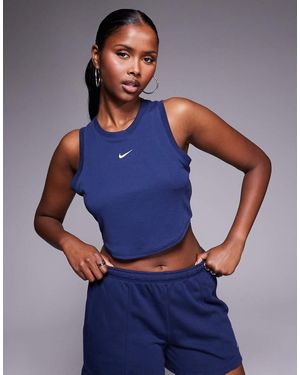 Nike Essential Rib Cropped Tank - Blue