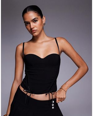 I.AM.GIA Samira Lace Up Detail Multiway Cupped Bustier Corset Top - Gray