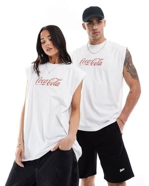 ASOS Unisex Oversized License Tank Top With Coca-cola Prints - White