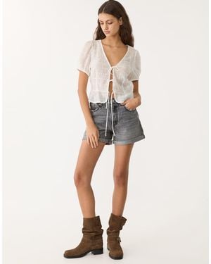 Stradivarius D83 Mom Shorts - Natural