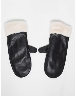 Vero Moda Wanten Van Imitatieleer Voering Van Imitatiebont - Zwart