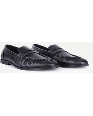 OFF THE HOOK Sienna Real Leather Loafers With Ruched Detail - Blue