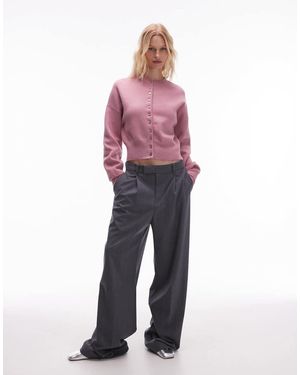 TOPSHOP Knit Compact Fitted Waist Cardigan - Purple