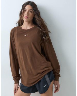 Nike One dri-fit lockeres langarm-oberteil - Braun