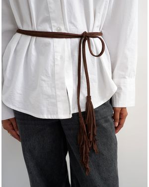TOPSHOP Fringed Cord Suedette Belt - White