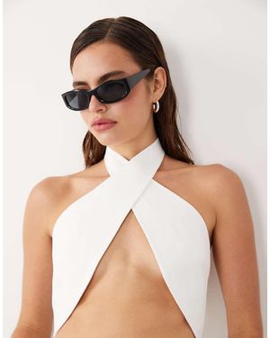 Mango Starring Hailey Bieber Cross Halterneck Top - Natural