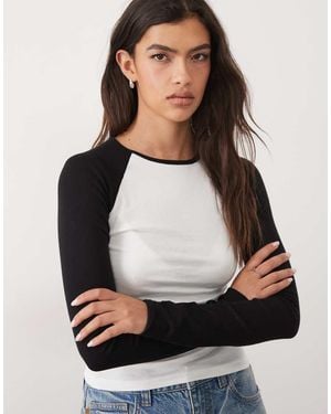 Gina Tricot Contrast Long Sleeve Tee - Black