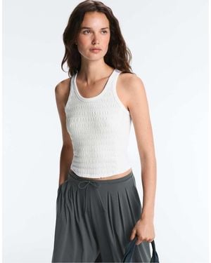 Oysho Seamless Smocked Vest - White