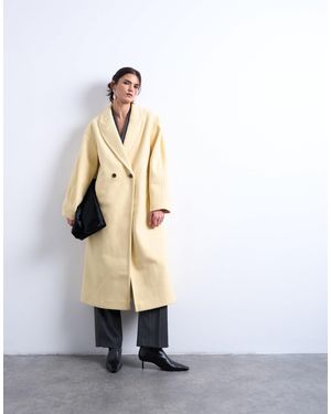 TOPSHOP – eleganter, zweireihiger longline-mantel - Weiß
