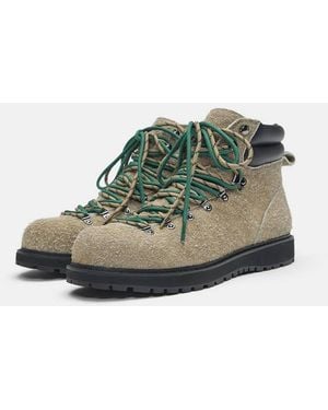 Pull&Bear Lace-Up Leather Boots - Green