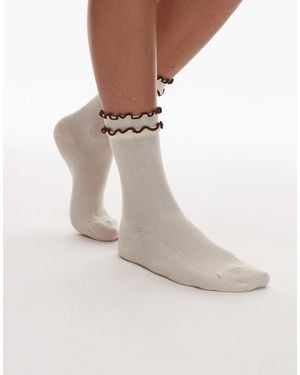 TOPSHOP Daphne Double Frill Sock - White