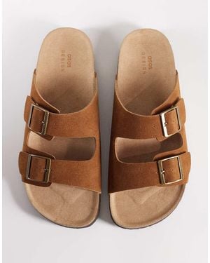 ASOS Two Strap Sandals With Cork Sole - Brown