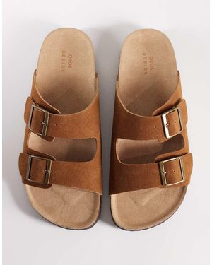 ASOS Two Strap Sandals With Cork Sole - Brown
