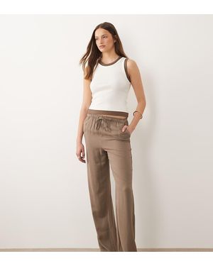 ONLY Linen Mix Pull On Wide Leg Trouser - Natural