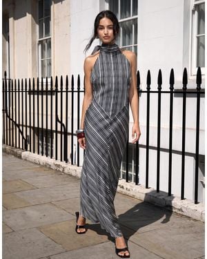 Pretty Lavish Jemima Halter Neck Open Back Maxi Dress - Multicolour