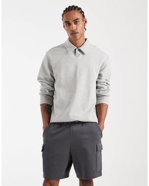 New Look – cargoshorts aus jersey - Grau