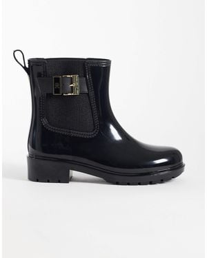 Tommy Hilfiger Oksana Glossy Ankle Boots With Buckles - Black