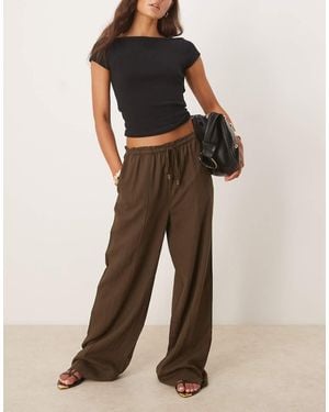 Mango Pantaloni Dritti Color Cioccolato - Marrone