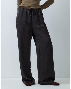 Vero Moda High-waist-satin-hose mit weitem schnitt - Schwarz