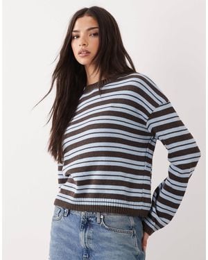 ASOS – gestreifter strickpullover - Grau
