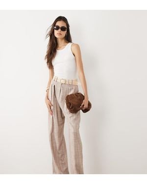 ASOS Tall Tailored Belted Wide Leg Trouser With Linen - Pink