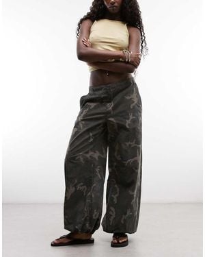 Weekday Wide Leg Ripstop Trousers - Green