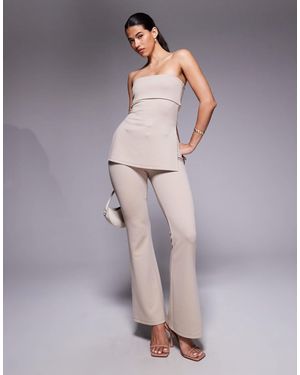 ASOS Co-ord Jersey Twill Slim Flare Trouser - Natural