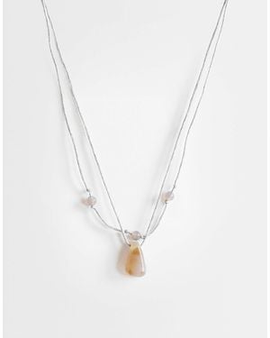 TOPSHOP Ottie Cord Necklace With Semi-precious Stones - White