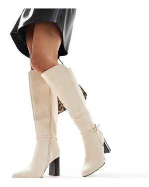 SEQWL Wide Fit Botas Por La Rodilla Con Hebilla De -Blanco - Neutro