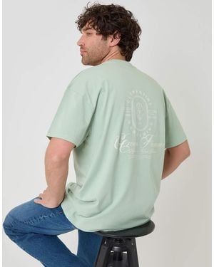 Threadbare Oversized Graphic Cotton T-Shirt - Green