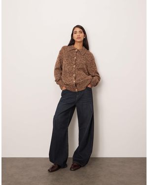 ARRANGE Gilet coupe boyfriend en laine mérinos mélangée - chocolat clair chiné - Marron