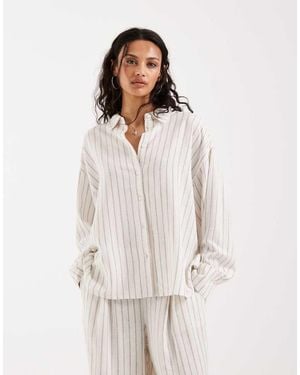 JJXX Linen Blend Stripe Shirt - Natural