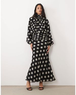 ASOS High Neck Drape Chiffon Maxi Dress With Neck Tie - Black