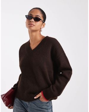 ASOS Double Layer V-neck Knit Sweater - Black