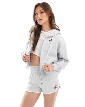 Cotton On Classic Fleece Cropped Zip Through Hoodie - White