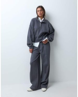 ASOS Interlock Wide Leg jogger With Pintuck - Blue