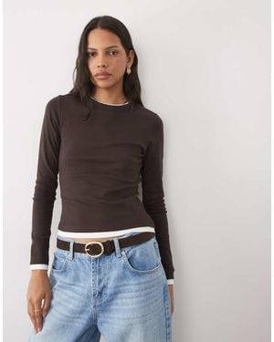 New Look Double Layer Trim Long Sleeve Baby Tee - Black
