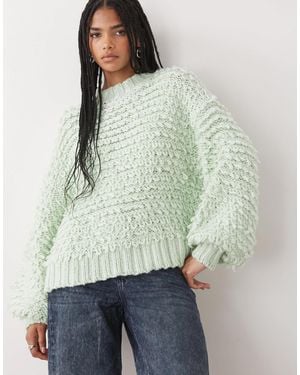 Monki Textured Oversized Knitted Sweater - Green