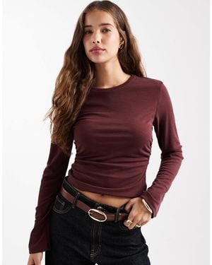 ONLY Ruched Detail Textu Top - Purple