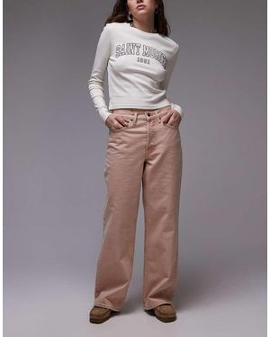 TOPSHOP Vaqueros Rosa De Talle Medio Y Corte Recto Suelto De