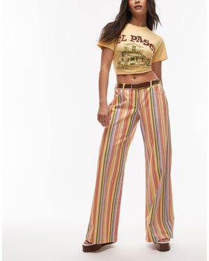 laagam Leroy Yellow Striped Twill Pants - Natural