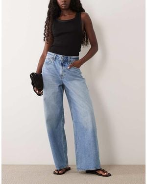 Abercrombie & Fitch Curve Love High Rise Wide Leg Jeans - Blue