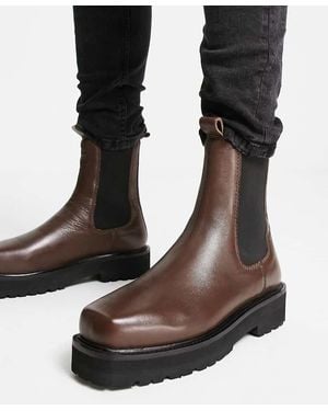 ASRA Cacti Square Toe High Shaft Chelsea Boots - Black